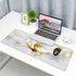 Office Home White Gold Marble Flower Desk Pad, 31.5"×11.8" Large Gaming Mouse Pad, Waterproof Thick Non-Slip