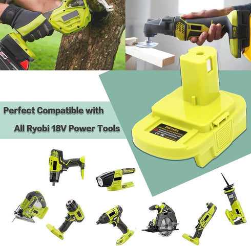 DM18RL Battery Adapter for Dewalt to Ryobi, Convert Dewalt 20V Lithium Battery to Ryobi 18V P107 P108 with 5V 2.1A MAX