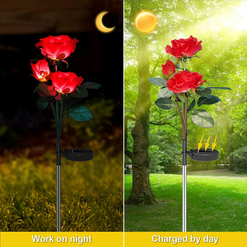 Anordsem Rose Lights Solar Powered for Women: Garden Light Waterproof for Yard Decorations Outdoor - Flower Lamp