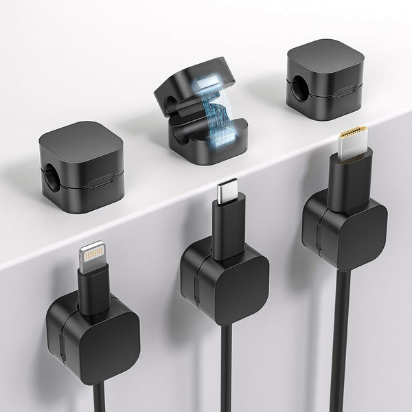 XOVRAETH 6Pack Cable Organizer Clips, Magnetic Cable Holder (1s Lock), Strong Adhesive Wire