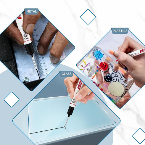 LYXMYGS 24 Pens,20mm PCS Long Head Deep Hole Marker Long Nib Marker, Longs Nose Markers, Waterproof Construction