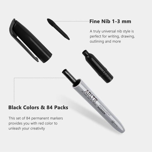 ARLTR Pack 320 Permanent Markers Bulk with Fine Tip, Bulk of with Black, Works on Plastic,Wood,Stone,Metal and Glass
