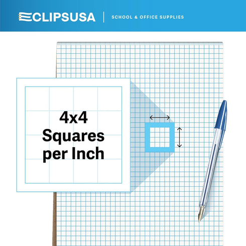 Graph Paper Pad - 4 x 4 Inch Quad Ruled Graph Paper Notebook, 50 Sheets Per Pad (6 Pack), 8.5 x 11