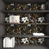 17.5" 393", Laatse Black White Floral Wallpaper Peel and Stick, Dark Gold Vintage Contact Paper x Golden Botanical Wall