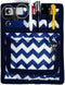 6 Piece Pocket Organizer Kit with Fashionable Blue Chevron Pattern, 6 Pockets and Needed Accessories