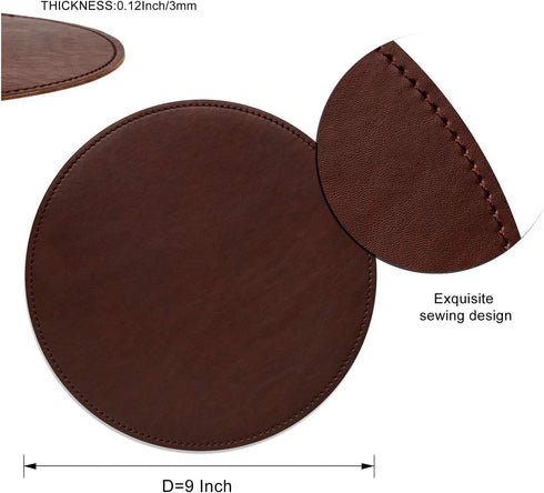 Mouse Pad,Round Mouse Pad,PU Mouse Pad,Leather Mouse Pad with Stitched Edge Micro-Fiber Base with Non-Slip Waterproof,Mouse Pad for Computers,Laptop,9 x 9 Inch (Rose Gold) by Besezx