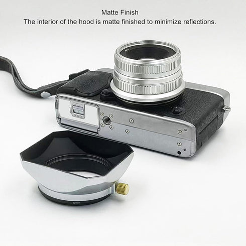 40.5mm Lens Hood for Mirrorless Camera Silver Retro Square Lens Shade Compatible with DSLR and Mirrorless Lenses