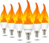 Bestview LED Flame Effect Light Bulbs, 3 Modes Flickering, Smart E12 Chandelier Base Candle Fire Light Bulb, 6 Pack