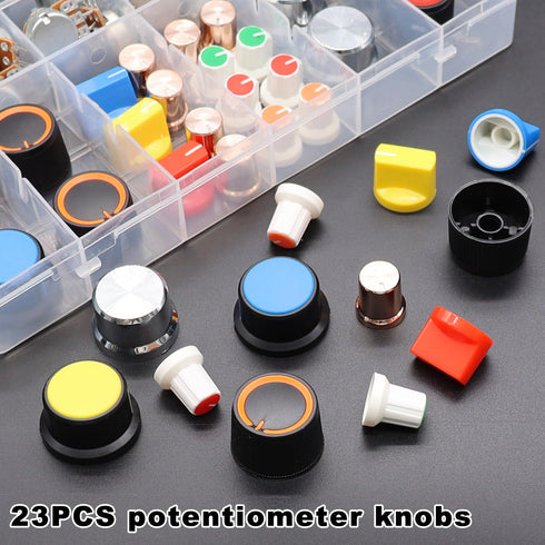 Taiss 77PCS Potentiometer Kit with Rotary Knobs, WH148 1K-100K Ohm Assortment for Variable Resistor