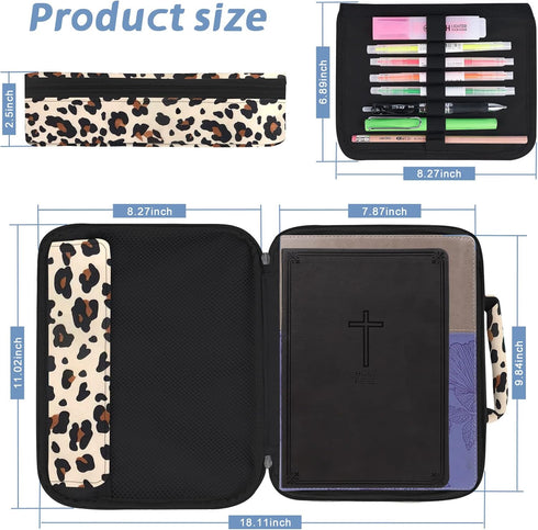 HAWGON Bible Cover for Women - Bible Case for Men Multi-Functional Stationery Organizer - Large Pencil Case Organizers - Bible Study Supplies for Home, Office, Travel - 11"x8"x2.5" -Beige Base by HAWGON