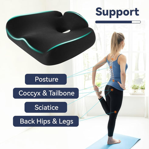Tailbone Ergonomic Memory Foam Seat Cushions for Office Chairs Office Chair Cushion for Coccyx, & Pressure Relief Large