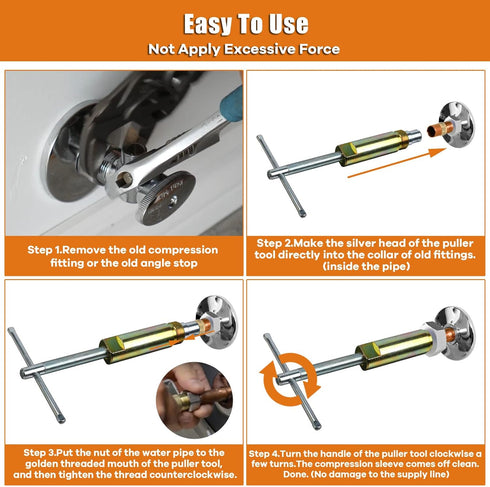 Compression Sleeve Puller Tool, Remove Nut & Ferrule of Pipe 03943, Sleeve Remover for 1/2 Compression Fittings