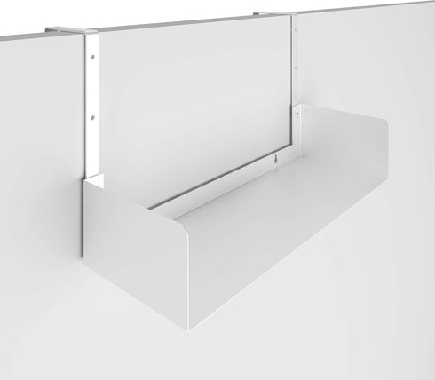 Wallniture Bali Cubicle Organizer, Metal Bookshelf with Buro Hanger Hooks, White