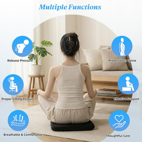 SheRest Office Chair Cushion with Straps, Memory Foam Seat Cushion with Removable Cover, Suitable for Office Chairs