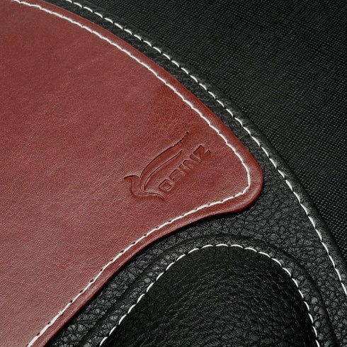 Ergonomic Leather Mouse Pad with Wrist Support - Non-Slip Rubber Base, Memory Foam, Waterproof Surface (Round-Brown)