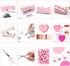 Pink Desk Accessories, Stapler and Tape Dispenser Set, Pink Office Supplies Kit for Students, Women, Coworkers