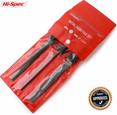 Hi-Spec 3pc Metal Hand File Tool Set, Large Steel Files, Flat, Round & Half-Round for Crafts, Metal & Wood