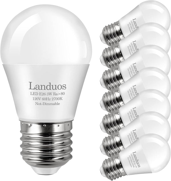 Landuos 25W Equivalent A15 E26 LED Light Bulb, 2700K Warm White, 3W Low