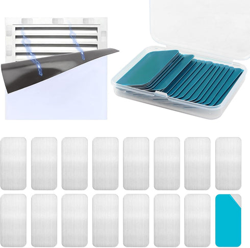 Mellisore 24pcs 2.3x1.1in Adhesive Metal Plates for Magnetic Mount, Metal Strips for Magnets Steel Strips with Adhesive