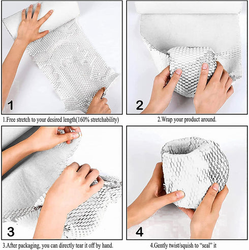 White Honeycomb Wrapping Paper, 15"x131' Sustainable Alternative to Bubble Wrap for Moving and Packaging with 20