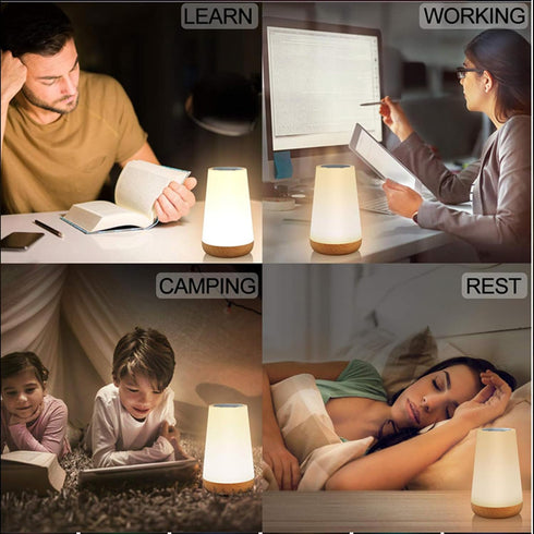 13 Dimmable Touch Bedside Table Lamp, RGB Color Changing RGB Night Light, Small Lamp for Bedroom, LED Lamp with Warm