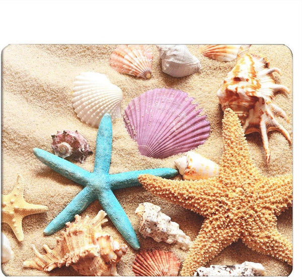 Seashell Gaming Mousepad, Colorful Seashell Starfish on Beach Mouse Pad for Computer Desk, 9.5 x 7.9 Inch
