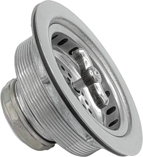 Spin and Seal Kitchen Basket Strainer Solid Stainless Steel Construction Fits 3-1/2"-4" Universal Fit, Removable Spin and Seal Strainer Assembly, Chrome