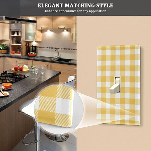 WELLDAY 1-Gang 4.50" 2.76", Butter Yellow Checkered Blank Wall Plate, Standard Size x Polycarbonate Thermoplastic Blank