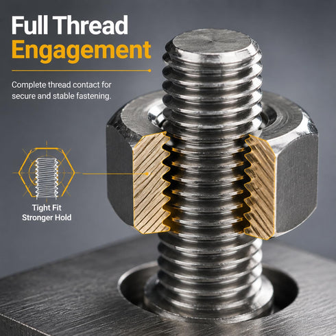 Mrosnail 50Pcs 1/4-20 304 Hex Nuts, Stainless Steel Hardware Nuts, Full Thread Hex Drive, for Bicycles, Machinery