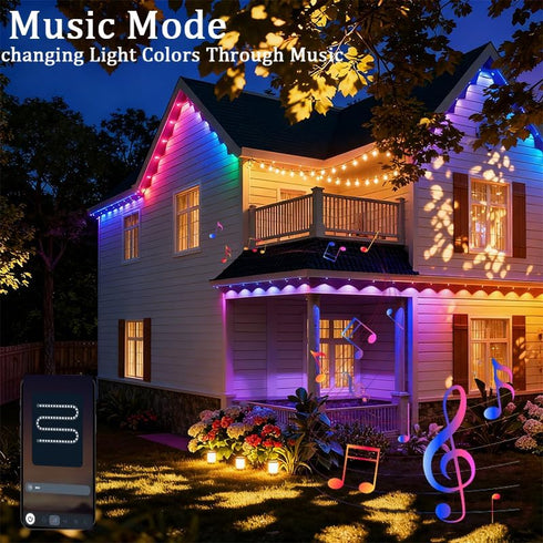 AurNyvaMay 24V 20 IP67 213 Permanent Outdoor Lights,Smart Outdoor Christmas Lights with IC+RGB LED, Waterproof Eaves