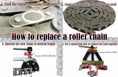 Jeremywell Roller Chain Tools Kit, Fits #60#80#100 Roller Chain, Chain Holder/Puller + Breaker