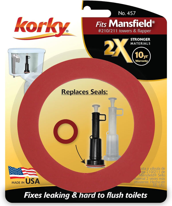 Korky 457BP Toilet Flush Valve Seal, Red Color for Efficient Flushing
