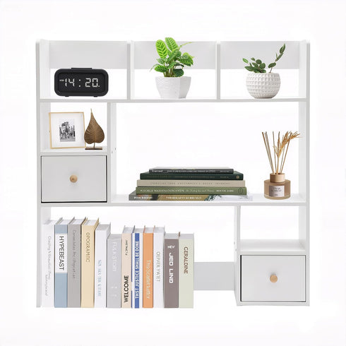 lxrnqcey 3-Tier Desktop Bookshelf, 9 Compartments Desktop Organizer Shelf, Home Office Desk Organizer,