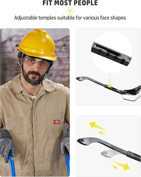 PACIFIC PPE 2 Pack Safety Glasses - Anti-fog, Scratch Resistant Clear Wraparound Lab Goggles with Adjustable Grips