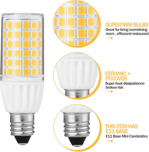 Dimmable T4 JDE11 Bulb 120V 5W 50W Bulbs T4 Fan,2-Pack LED Halogen Equivalent, Warm White Mini Candelabra Base, No