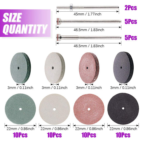 Swpeet 52Pcs Polishing Wheels Kit - 40Pcs Mixed Colors Silicone Rubber Polishing Wheels + 12 Mandrel Shank for Rotary
