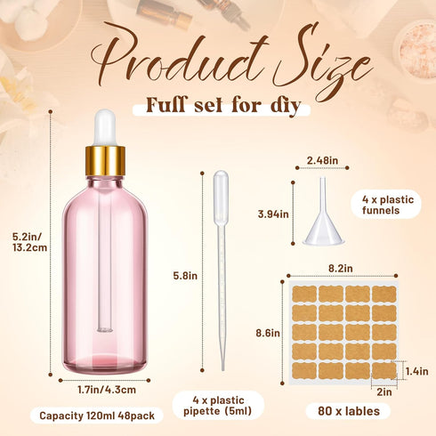 Lallisa 48 Pcs Glass Dropper Bottles with Eye Droppers, Lab Dropping Bottles with Pipettes and Labels