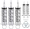 3Pack 100ML Large Syringe and 2Pack 20ML Plastic Syringes with Tip Adapter, Sterile Measurement Tools for Science Labs