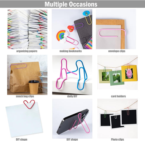 Jumbo Paper Clips 40 Pcs 4 Inches Large Paper Clip Holder Vinyl Coated Multicolored Extra Large
