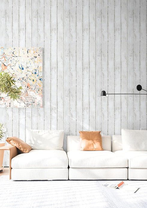 Wood Wallpaper White Wood Shiplap Peel and Stick Wallpaper 17.71" X 118" Self-Adhesive Removable Wood Wallpaper Kitchen Countertop Home Decoration Wall Coverings Vintage Wood Paper by Abyssaly