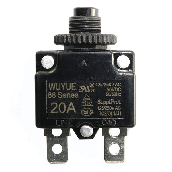 1-Pack Thermal Switch Circuit Breaker Overload Protector, 20A Mini Size Push Reset Button