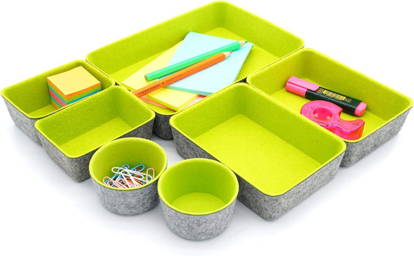 Welaxy Drawer Organizers Bins Felt Trays, Desk Storage Bins Dividers for Office Supplies, Closet Cabinet, Socks, Makeup