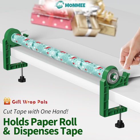 MONMEE Dispenser2 Pack 2 Tabletop Gift Wrapping Tool with Tape Adjustable Wrapping Paper Table Clamps with TapesPerfect