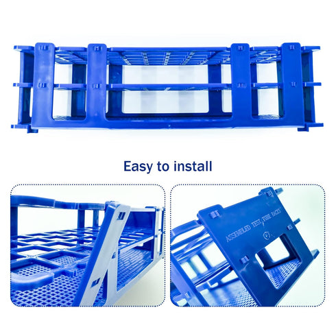 3 Packs Plastic Test Tube Rack, 60 Holes Holder for 16mm Tubes, Blue, Detachable