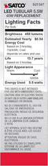 Satco 5.5W LED E26 Light Bulb, 5000K, Dimmable, 15000 Hour Rating