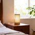 Dimmable Cozy LUSHARBOR Bamboo Table Lamp, Small Boho Rattan Lamp Decorative with Light, Woven Bedside Lamp