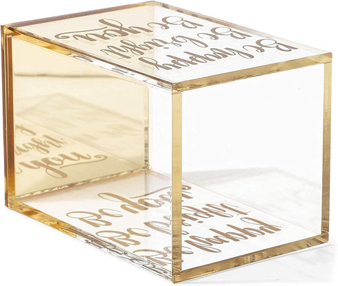 Paper Junkie Gold and Clear Acrylic Pen Holder with Inspirational Quotes, 2.95 x 4.45 In