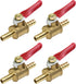 Antrader 4 Pcs Mini Shut Off Switch Forged Brass Ball Valve, 1/4" Hose Barb x 1/4" Hose Barb, 180 Degree Handle