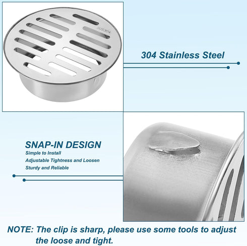 PATIKIL Gutter Guard, 304 Stainless Steel Downspout Strainer, 2 Inch Anti-Blocking Tool for Leaves Debris