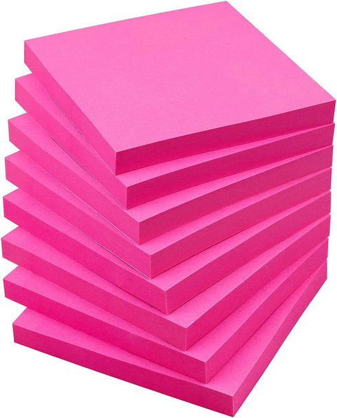 Sticky Notes 3x3, Bright Colors Self-Stick Notes, 8 Pads, 80 Sheets/Pad (Rose Red)